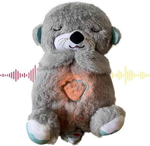 Breathing Teddy Bear, Portable Plush Sound Machine with Music Lights & Breathing Motion for Newborns Baby Gift for Kids
