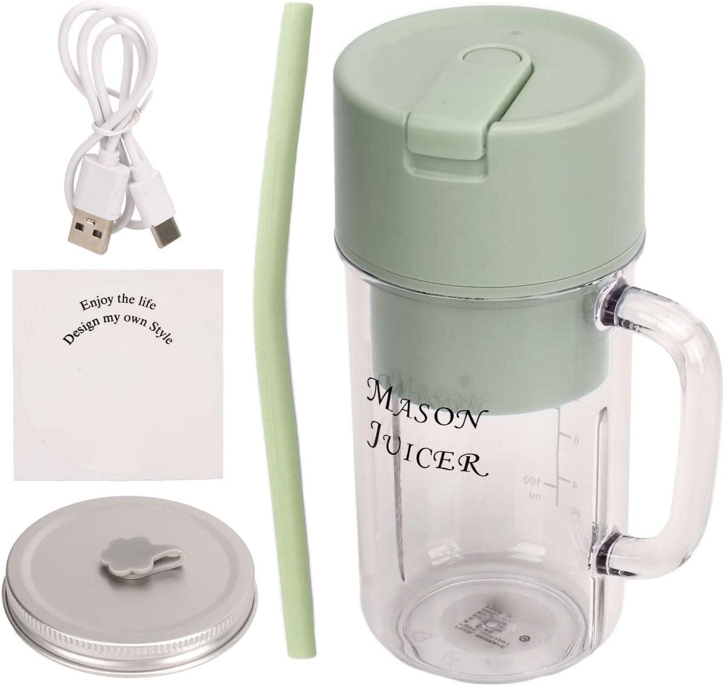 Fresh Fruit Juicer Blender for Smoothie Drinks, Water Juicer With Lid and Straw, Portable Handheld Electric Hand Milk Mini Personal Wireless 350ml Multifunctional for Home Gym Travel Office