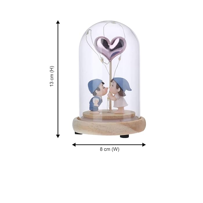 Valentine Gift for Girlfriend Boyfriend Husband Wife Men Women Birthday Wedding Anniversary - Decorative Romantic Love Couple Dome with Led Light Lamp Showpiece Statue Gift