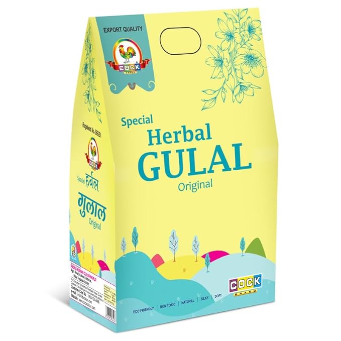 COCK BRAND Natural Herbal Holi Gulal Color - Multicolor | Special Herbal Gulal Gift Pack | Skin Safe Holi Colours Organic Powder - Enjoy Eco-Friendly |