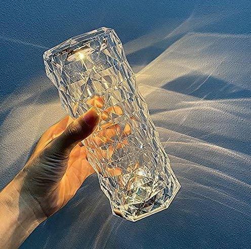 Crystal Lamp,16 Color Changing Rose Crystal Diamond Table Lamp,USB Rechargeable Touch Bedside Lamp Night Light with Remote Control, for Bedroom Living Room Party Dinner Decor