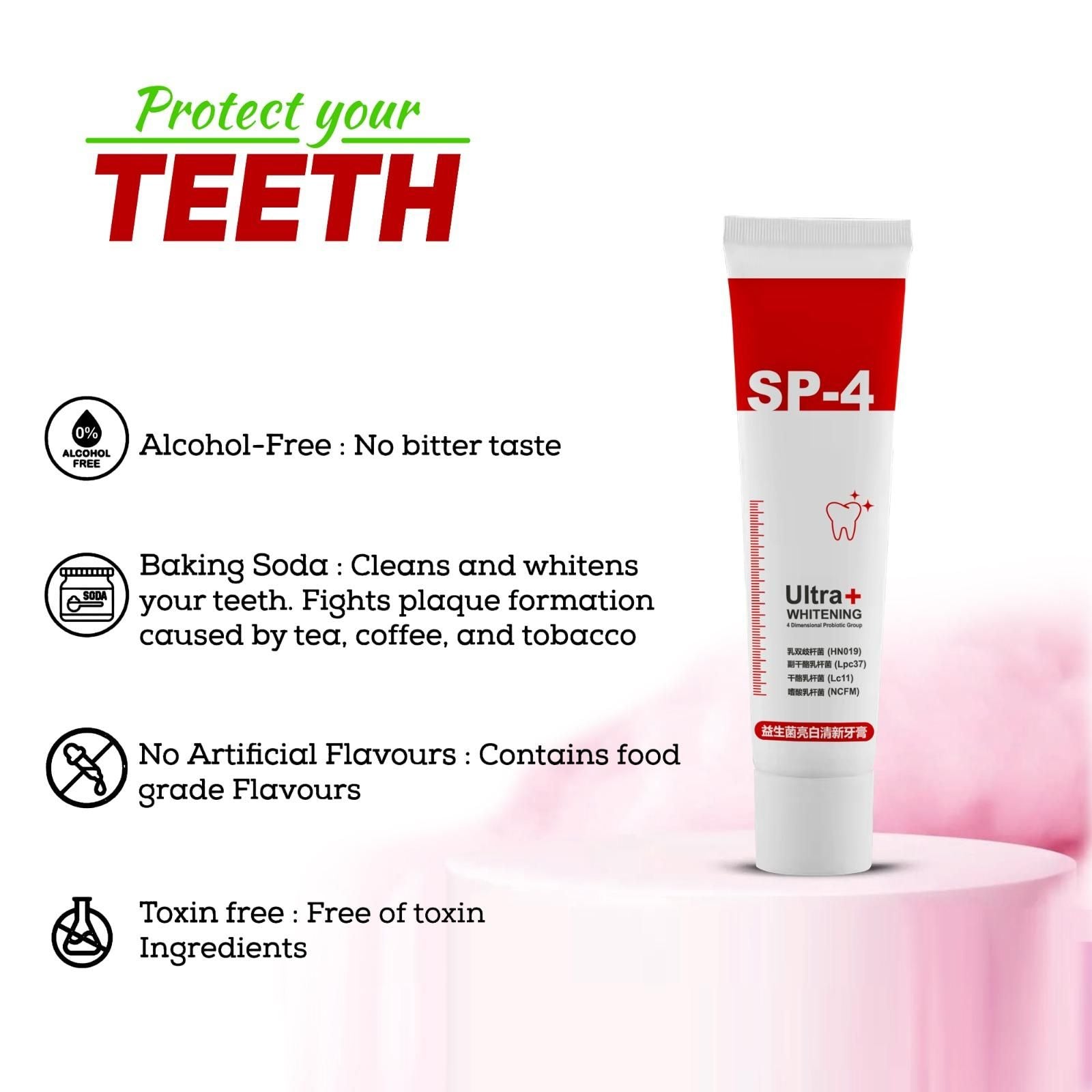 SP 4 Ultra Brightening Toothpaste Advanced Whitening Formula for Stain Removal and Enamel Protection 50g