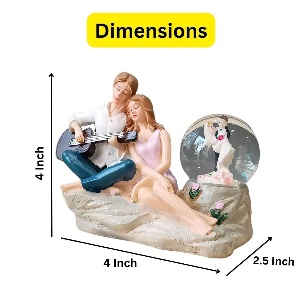 Romantic Love Couple Glass Ball Miniature Statue Showpiece for Gift Husband Wife Girlfriend Boyfriend Girls Boys- Home Decor Items