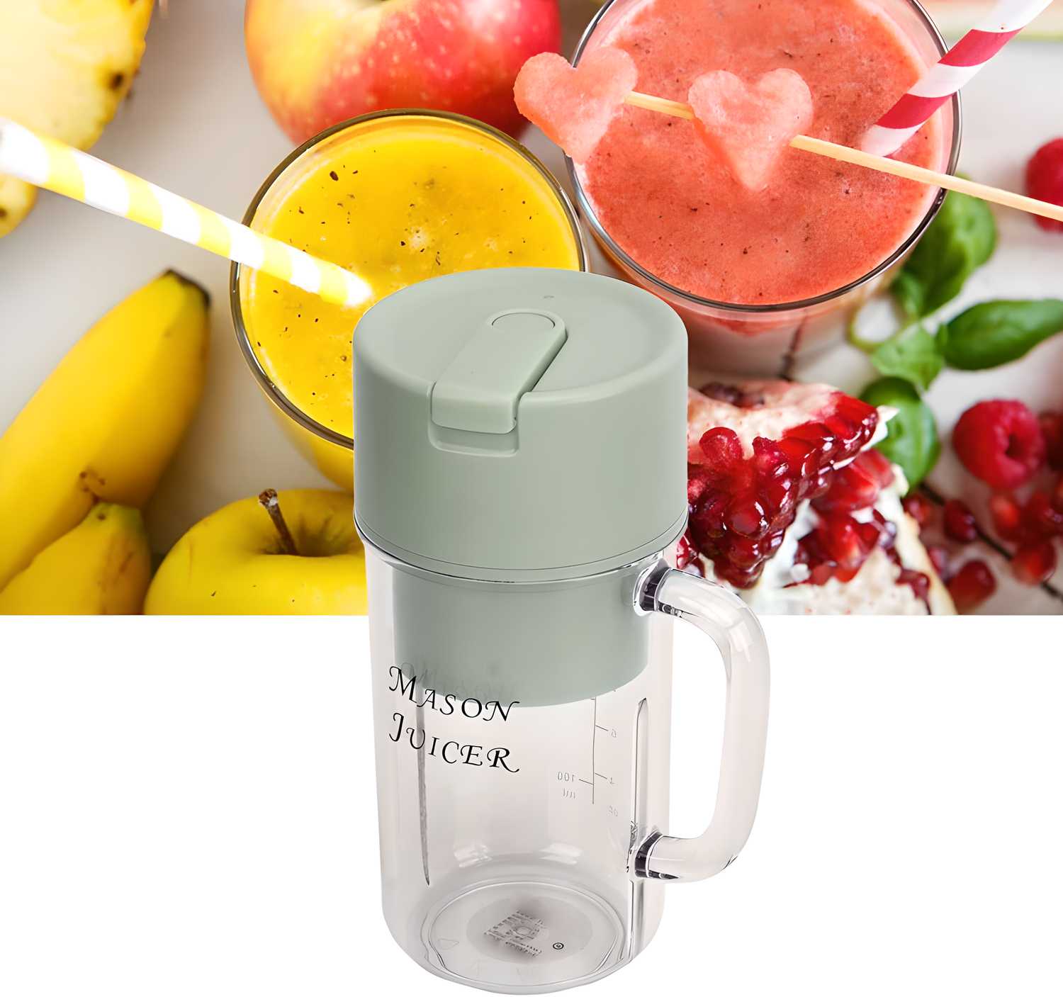 Fresh Fruit Juicer Blender for Smoothie Drinks, Water Juicer With Lid and Straw, Portable Handheld Electric Hand Milk Mini Personal Wireless 350ml Multifunctional for Home Gym Travel Office