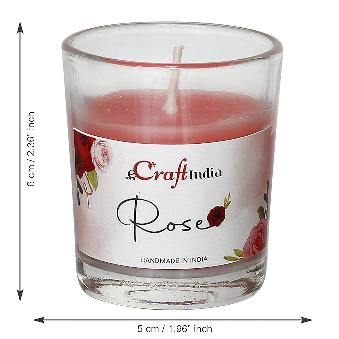 Glass Vanilla Scented Candles for Home Decor - Candles for Diwali Christmas Birthday Valentine's Day (Rose (Pack of 5))