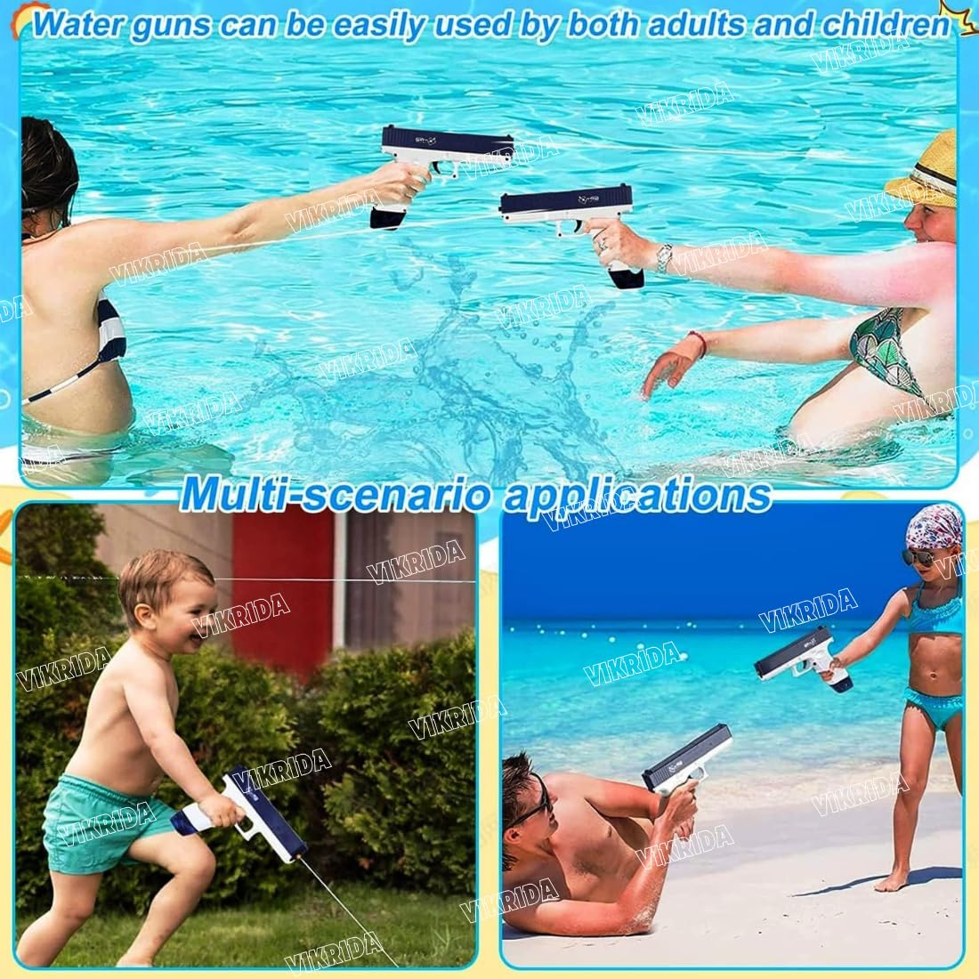 Luxe Cart High Pressure Holi Pichkari Electric Water Blaster Gun, Automatic Squirt Gun with 300CC Excellent Range 25-32 Feet with 1 Water Clip - Blue