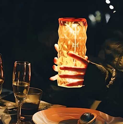 Crystal Lamp,16 Color Changing Rose Crystal Diamond Table Lamp,USB Rechargeable Touch Bedside Lamp Night Light with Remote Control, for Bedroom Living Room Party Dinner Decor