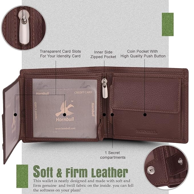 Brown Mens Leather Wallet, Keyring & Pen Combo Gift Set for Men | Wallet Men Leather Branded for valentine