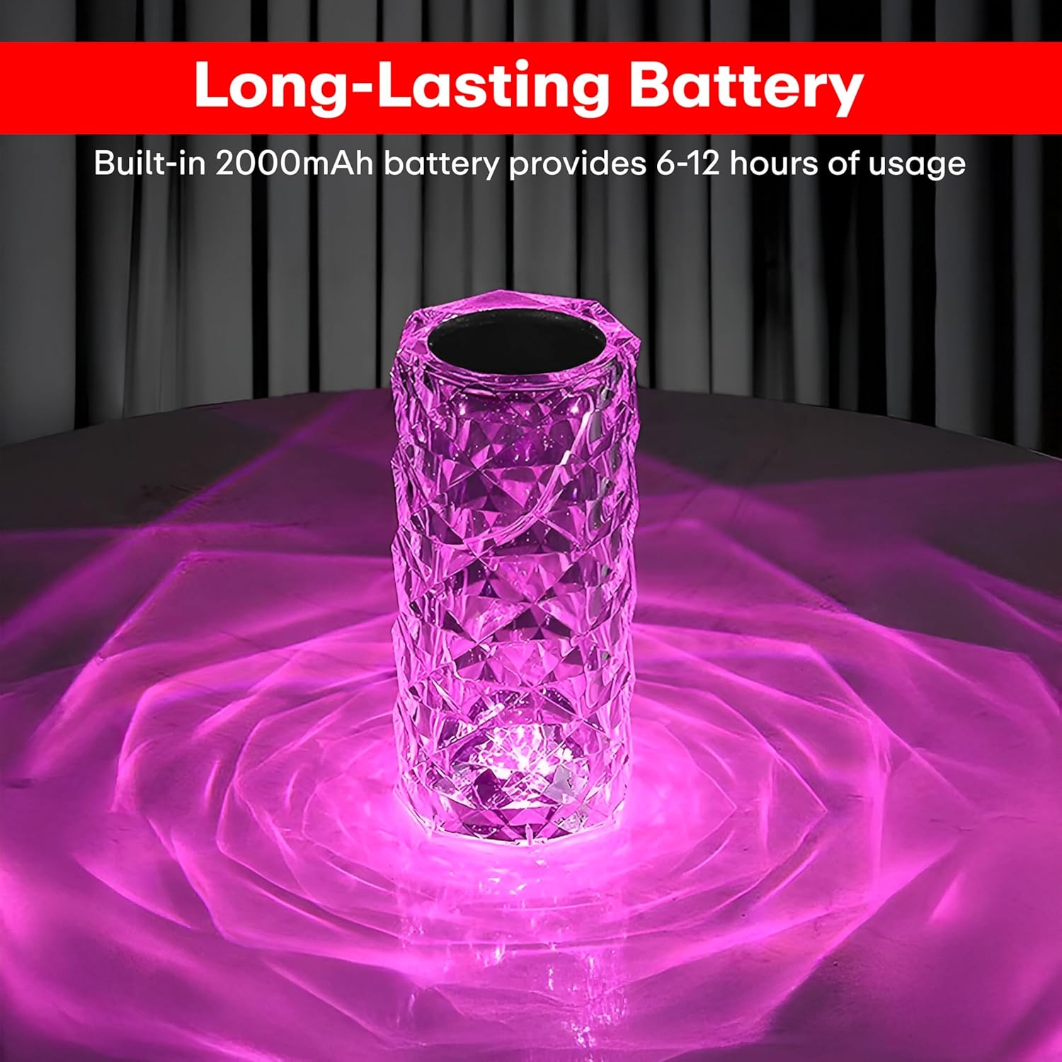 Crystal Lamp,16 Color Changing Rose Crystal Diamond Table Lamp,USB Rechargeable Touch Bedside Lamp Night Light with Remote Control, for Bedroom Living Room Party Dinner Decor