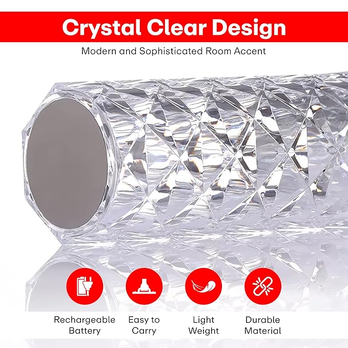 Crystal Lamp,16 Color Changing Rose Crystal Diamond Table Lamp,USB Rechargeable Touch Bedside Lamp Night Light with Remote Control, for Bedroom Living Room Party Dinner Decor