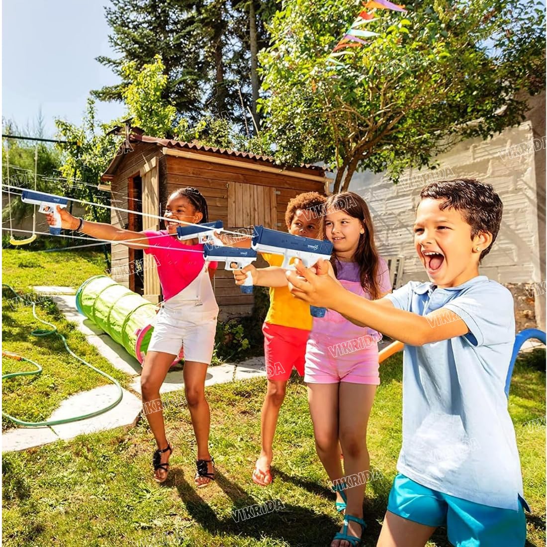 Luxe Cart High Pressure Holi Pichkari Electric Water Blaster Gun, Automatic Squirt Gun with 300CC Excellent Range 25-32 Feet with 1 Water Clip - Blue