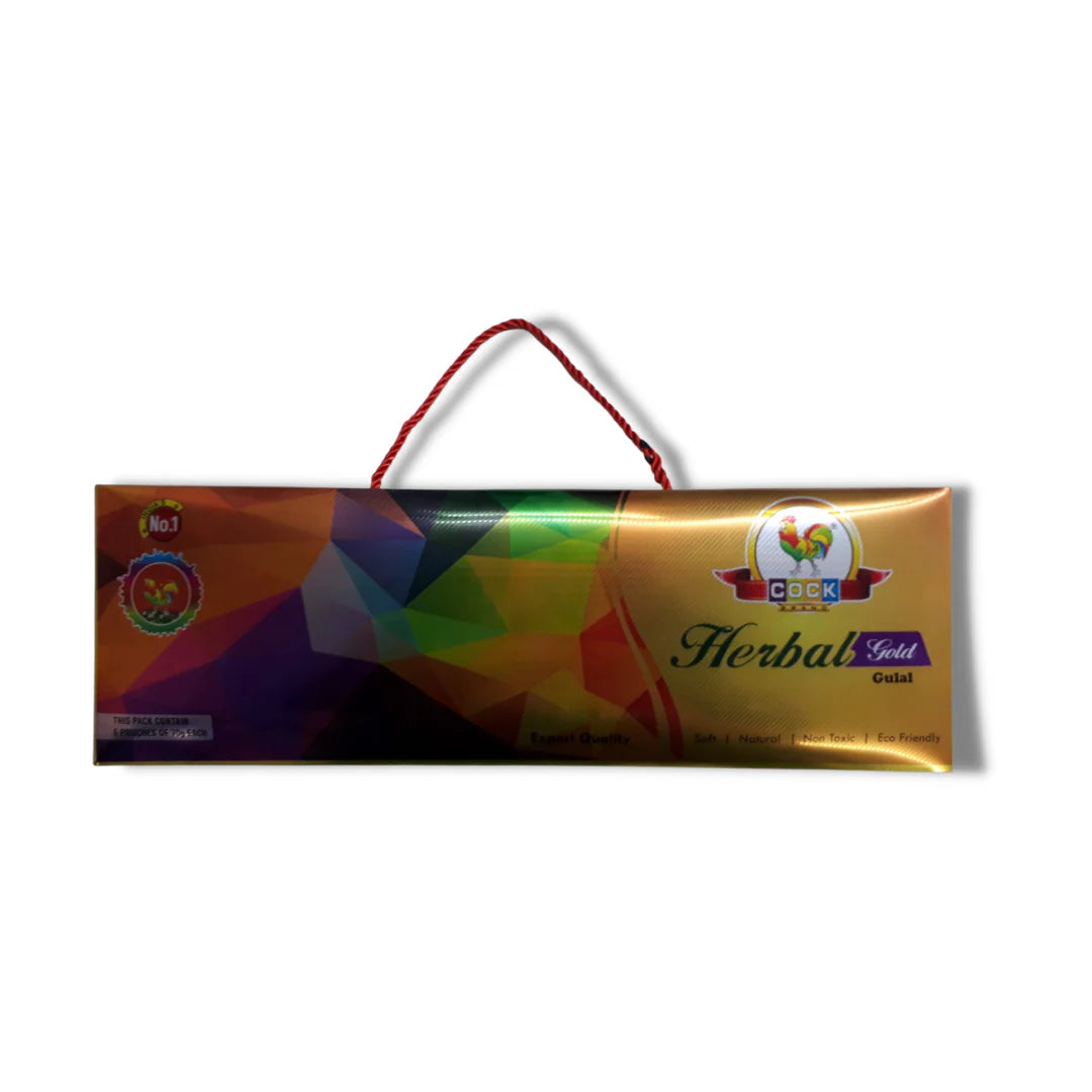 LUXECART COCK Brand Herbal Gulal (Pack of 5) | 100% Natural Gulal | Holi Gifting | Holi Celebration | Organic Gulal Powder | Non-Toxic and Skin Friendly