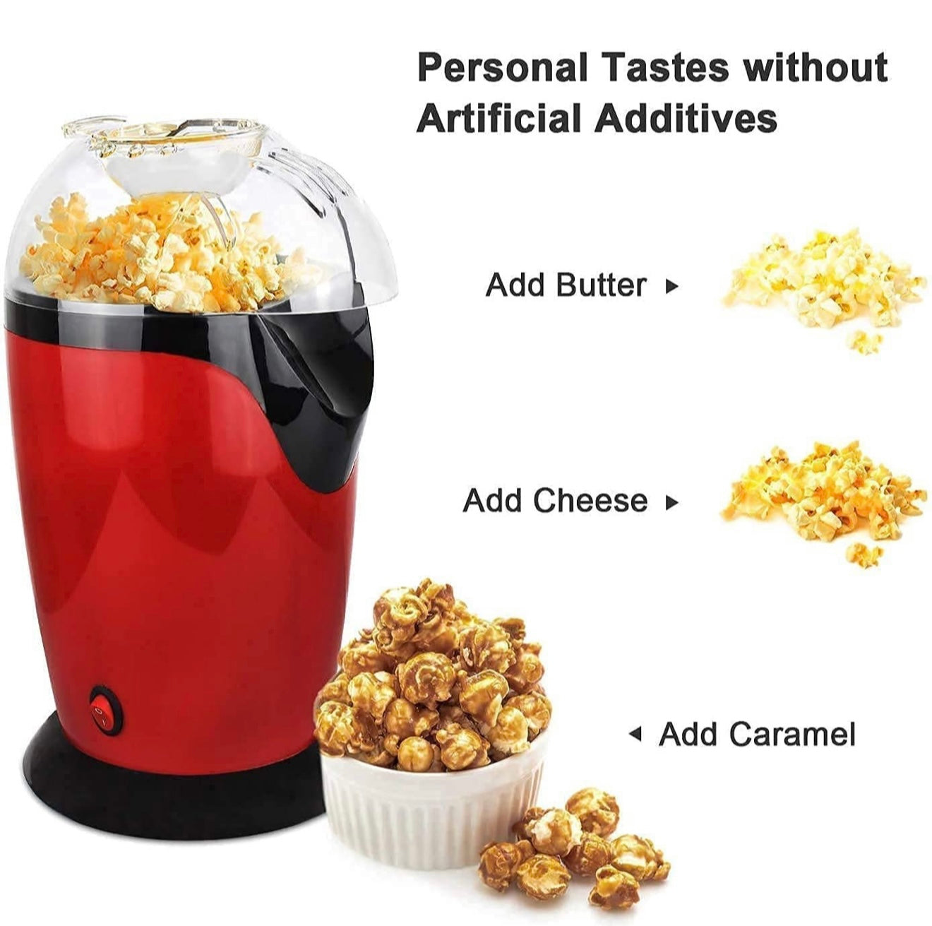 Onshoppy Popcorn Maker Instant Oil Free Popcorn Maker Machine with Measuring Cup 300 L Popcorn Maker  (Red, Black)