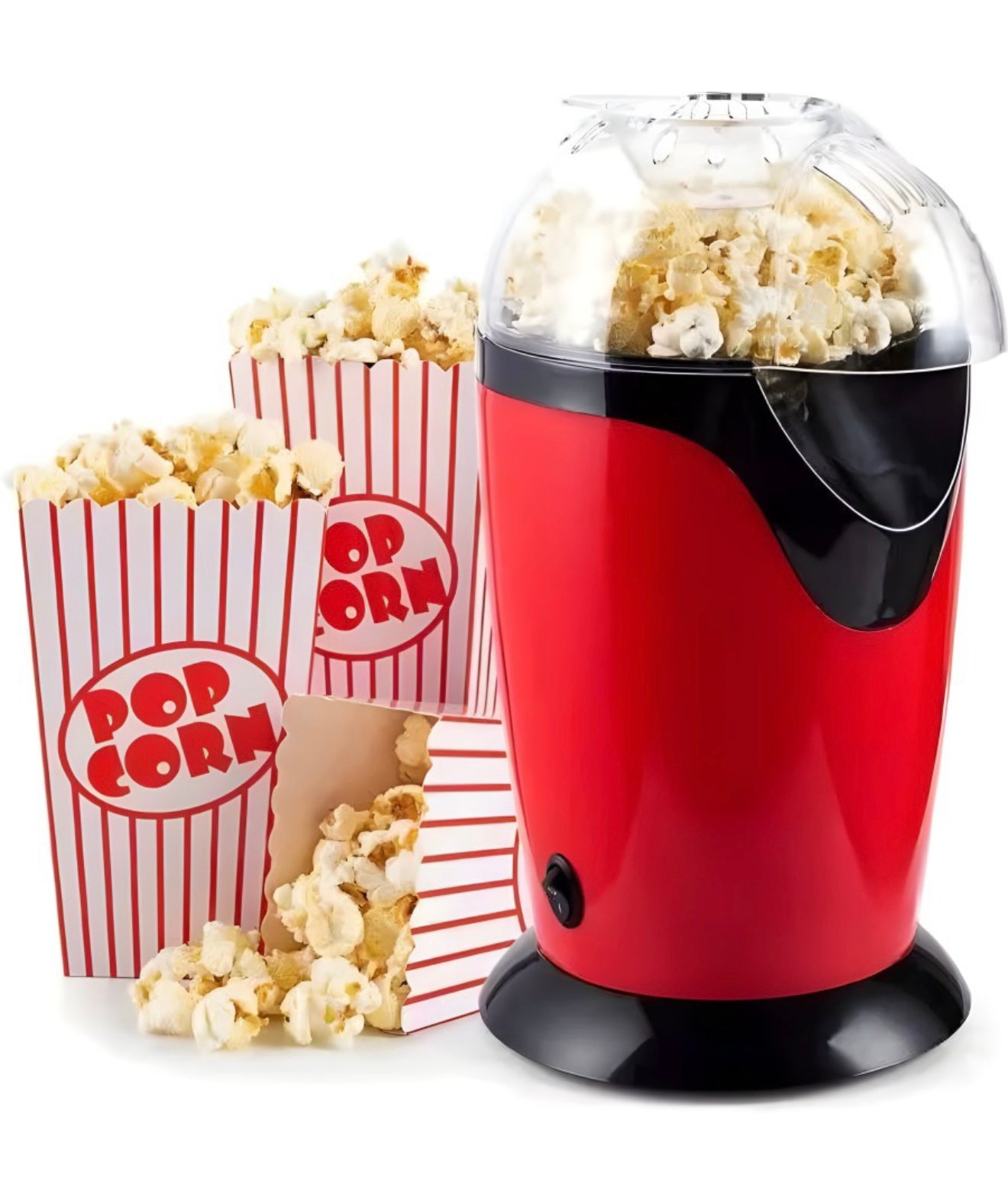 Onshoppy Popcorn Maker Instant Oil Free Popcorn Maker Machine with Measuring Cup 300 L Popcorn Maker  (Red, Black)