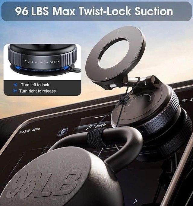 Magnetic Mobile Holder For Dashboard Vacuum Suction Phone Holder Mount Hand Free Magnetic Cell Phone Stand With Strong Grip Shockproof Suction Cup Mount For Car Gym Office Table - Black | magnetic car holder